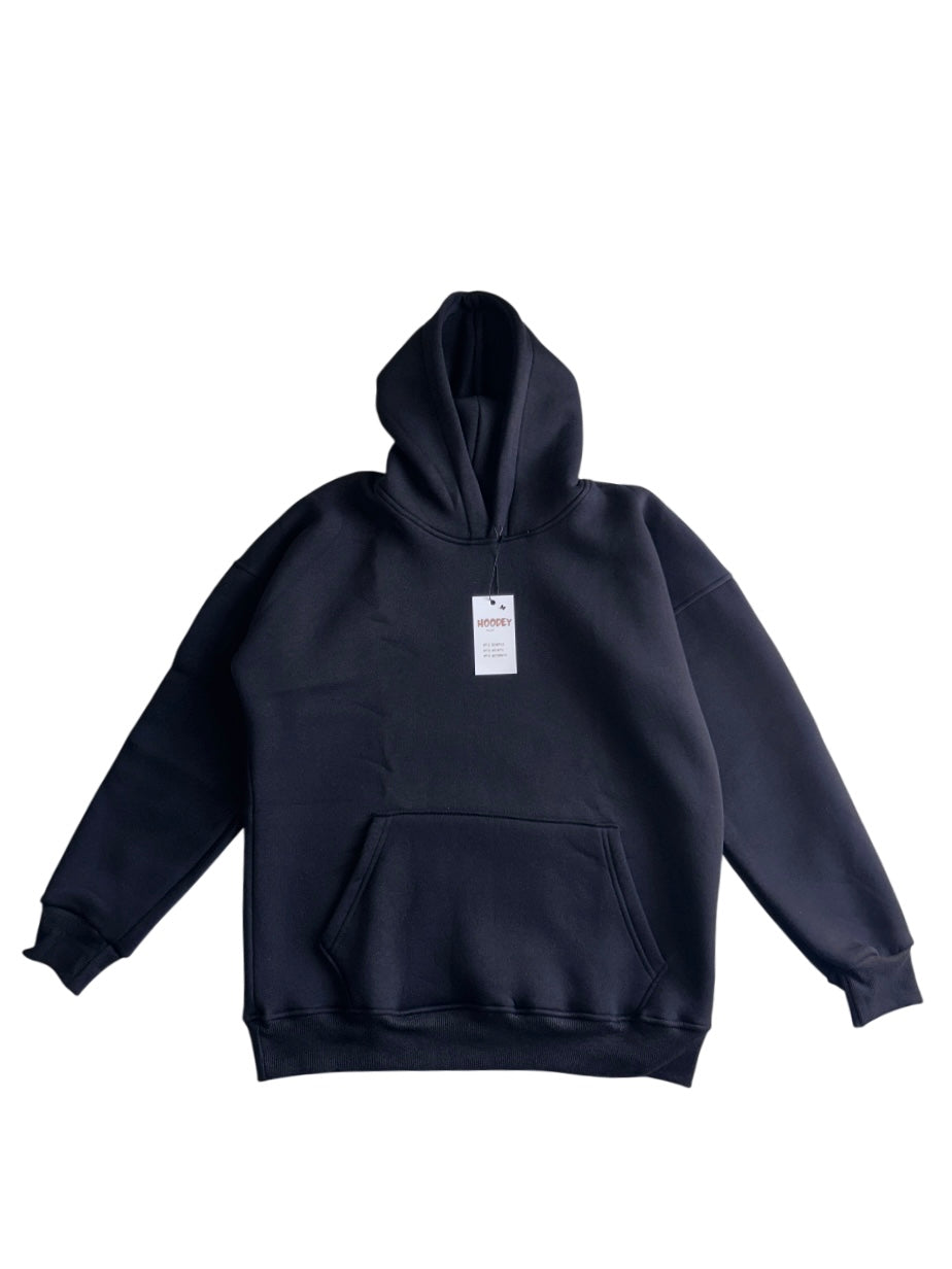 Black Cotton Fleece Hoodie